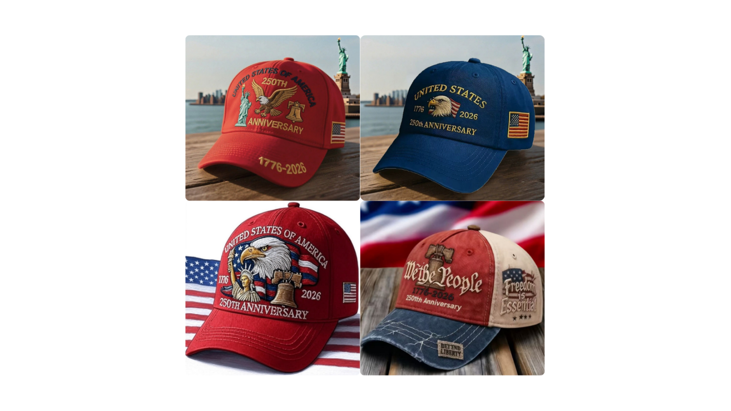 USA 250TH Embroidered Anniversary Hats