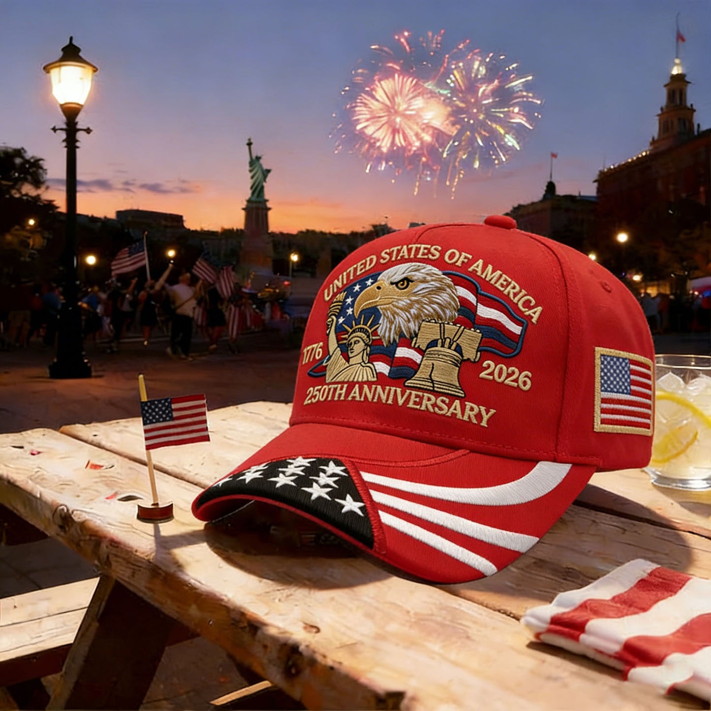 USA 250TH Anniversary Brim Flag Hats - 10% Discount on Multiple Hat Purchases