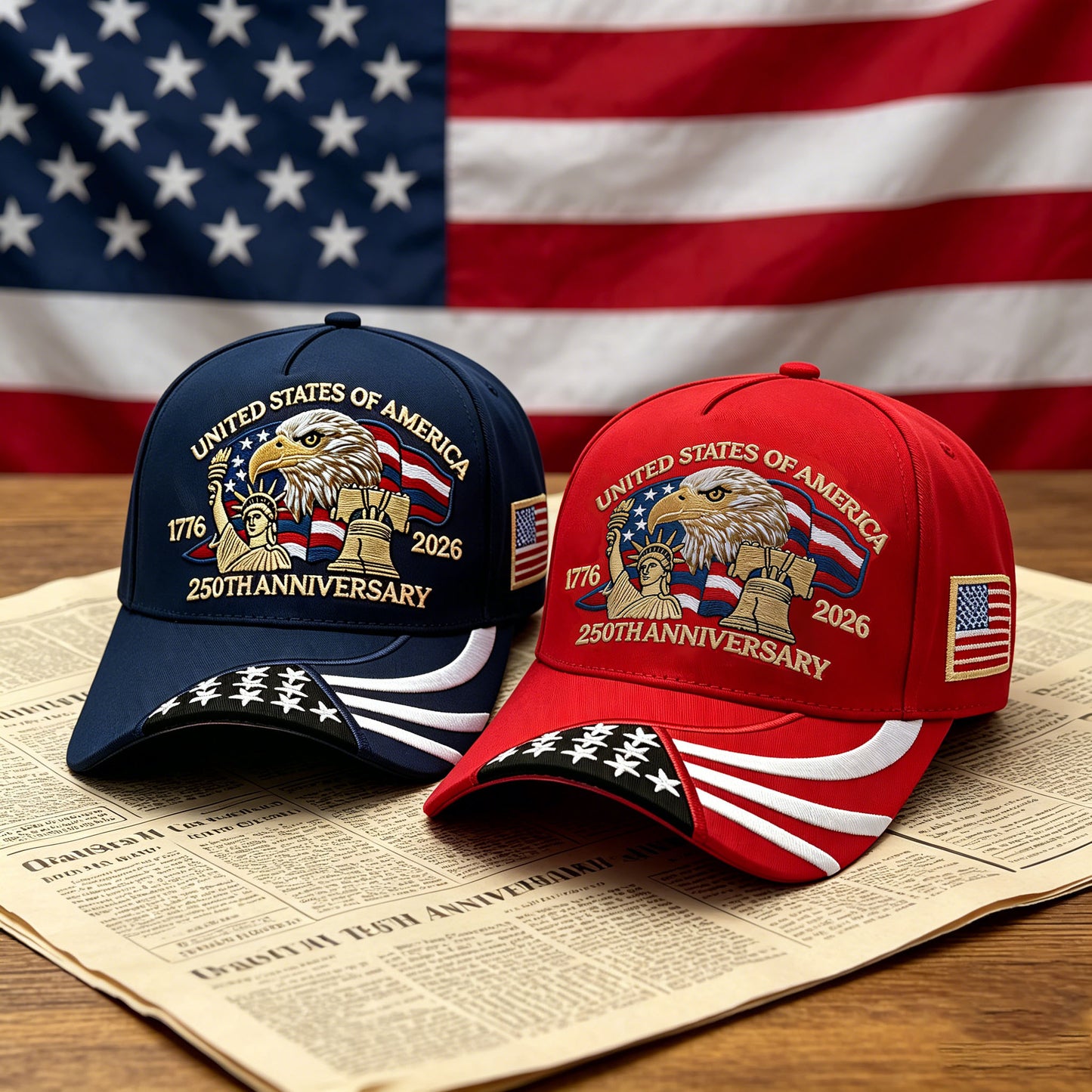 USA 250TH Anniversary Brim Flag Hats - 10% Discount on Multiple Hat Purchases
