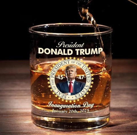Trump 45 & 47 Inauguration Whiskey Glasses